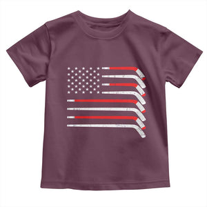 USA Flag Hockey Toddler T Shirt Patriotic Hockey Stick American Flags TS02 Maroon Print Your Wear