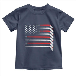 USA Flag Hockey Toddler T Shirt Patriotic Hockey Stick American Flags TS02 Navy Print Your Wear
