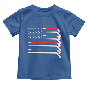 USA Flag Hockey Toddler T Shirt Patriotic Hockey Stick American Flags TS02 Royal Blue Print Your Wear
