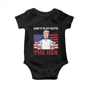 USA Flag Hockey Trump Baby Onesie Don't Play With The USA TS02 Black Print Your Wear