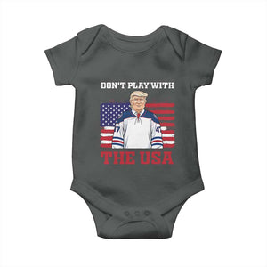 USA Flag Hockey Trump Baby Onesie Don't Play With The USA TS02 Dark Heather Print Your Wear