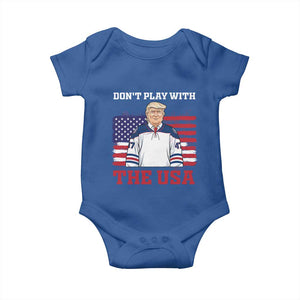 USA Flag Hockey Trump Baby Onesie Don't Play With The USA TS02 Royal Blue Print Your Wear