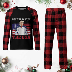 USA Flag Hockey Trump Plaid Pajama Set Don't Play With The USA TS02 Buffalo Plaid Print Your Wear