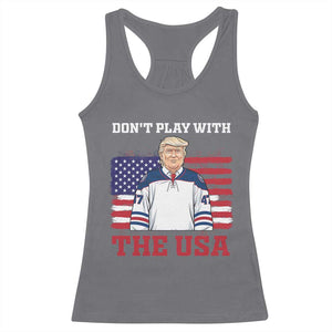 USA Flag Hockey Trump Racerback Tank Top Don't Play With The USA TS02 Charcoal Print Your Wear