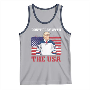 USA Flag Hockey Trump Tank Top Don't Play With The USA TS02 Athletic Heather Navy Print Your Wear