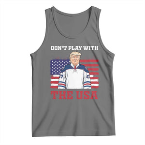 USA Flag Hockey Trump Tank Top Don't Play With The USA TS02 Black Heather Print Your Wear