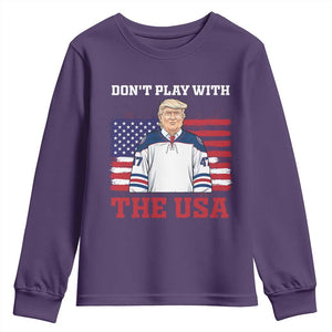 USA Flag Hockey Trump Youth Sweatshirt Don't Play With The USA TS02 Purple Print Your Wear