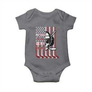 USA Flag Hockey Baby Onesie Skull Player My Goal Is To Deny Yours TS02 Charcoal Print Your Wear