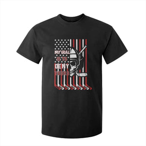 USA Flag Hockey T Shirt For Kid Skull Player My Goal Is To Deny Yours TS02 Black Print Your Wear