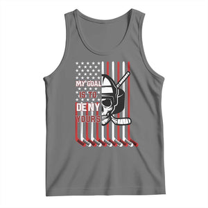 USA Flag Hockey Tank Top Skull Player My Goal Is To Deny Yours TS02 Black Heather Print Your Wear
