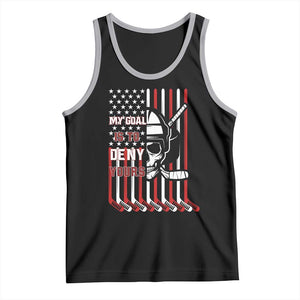USA Flag Hockey Tank Top Skull Player My Goal Is To Deny Yours TS02 Black Athletic Heather Print Your Wear