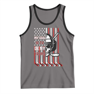 USA Flag Hockey Tank Top Skull Player My Goal Is To Deny Yours TS02 Deep Heather Black Print Your Wear