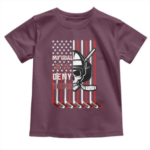 USA Flag Hockey Toddler T Shirt Skull Player My Goal Is To Deny Yours TS02 Maroon Print Your Wear