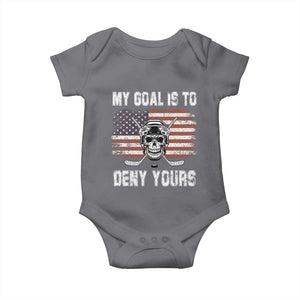 USA Flag Hockey Skull Baby Onesie My Goal Is To Deny Yours TS02 Charcoal Print Your Wear