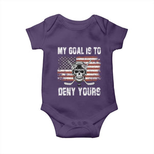 USA Flag Hockey Skull Baby Onesie My Goal Is To Deny Yours TS02 Purple Print Your Wear