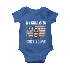 USA Flag Hockey Skull Baby Onesie My Goal Is To Deny Yours TS02 Royal Blue Print Your Wear