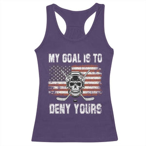USA Flag Hockey Skull Racerback Tank Top My Goal Is To Deny Yours TS02 Purple Print Your Wear