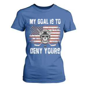 USA Flag Hockey Skull T Shirt For Women My Goal Is To Deny Yours TS02 Royal Blue Print Your Wear
