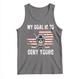 USA Flag Hockey Skull Tank Top My Goal Is To Deny Yours TS02 Deep Heather Print Your Wear