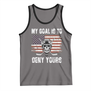 USA Flag Hockey Skull Tank Top My Goal Is To Deny Yours TS02 Deep Heather Black Print Your Wear