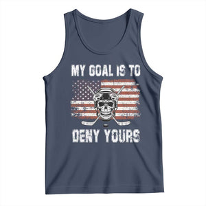 USA Flag Hockey Skull Tank Top My Goal Is To Deny Yours TS02 Navy Print Your Wear