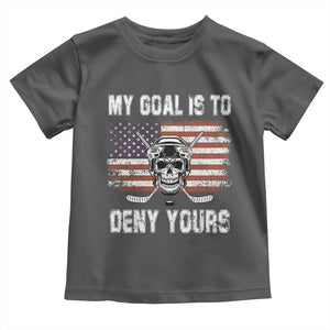 USA Flag Hockey Skull Toddler T Shirt My Goal Is To Deny Yours TS02 Dark Heather Print Your Wear
