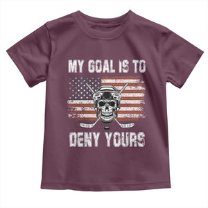 USA Flag Hockey Skull Toddler T Shirt My Goal Is To Deny Yours TS02 Maroon Print Your Wear