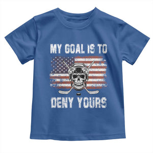 USA Flag Hockey Skull Toddler T Shirt My Goal Is To Deny Yours TS02 Royal Blue Print Your Wear