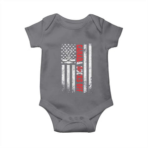 USA Flag Hockey Baby Onesie Funny Canada Sucks US EH American Flag TS02 Charcoal Print Your Wear