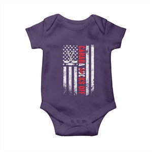 USA Flag Hockey Baby Onesie Funny Canada Sucks US EH American Flag TS02 Purple Print Your Wear