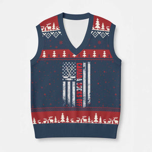 USA Flag Hockey V-Neck Knit Sweater Vest Funny Canada Sucks US EH American Flag TS02 Navy Red Print Your Wear