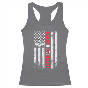 USA Flag Hockey Racerback Tank Top Funny Canada Sucks US EH American Flag TS02 Charcoal Print Your Wear