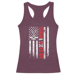 USA Flag Hockey Racerback Tank Top Funny Canada Sucks US EH American Flag TS02 Maroon Print Your Wear