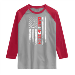 USA Flag Hockey Raglan Shirt Funny Canada Sucks US EH American Flag TS02 Sport Gray Red Print Your Wear
