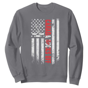 USA Flag Hockey Sweatshirt Funny Canada Sucks US EH American Flag TS02 Charcoal Print Your Wear