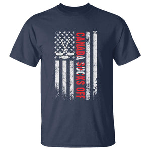 USA Flag Hockey T Shirt Funny Canada Sucks US EH American Flag TS02 Navy Print Your Wear