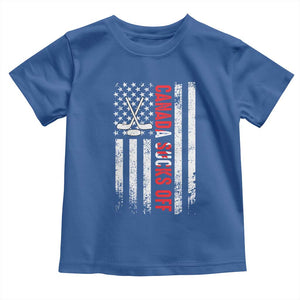 USA Flag Hockey Toddler T Shirt Funny Canada Sucks US EH American Flag TS02 Royal Blue Print Your Wear