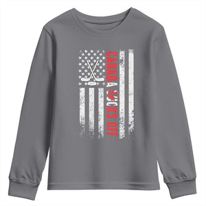 USA Flag Hockey Youth Sweatshirt Funny Canada Sucks US EH American Flag TS02 Charcoal Print Your Wear
