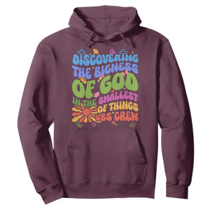 VBS 2025 Hoodie Discovering The Bigness Of God In The Smallest Of Things Retro Groovy TS02 Maroon Print Your Wear