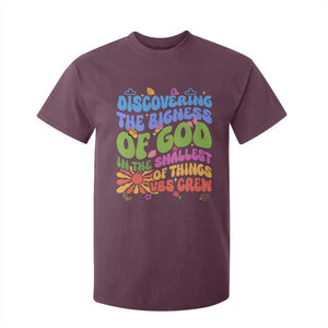 VBS 2025 T Shirt For Kid Discovering The Bigness Of God In The Smallest Of Things Retro Groovy TS02 Maroon Print Your Wear