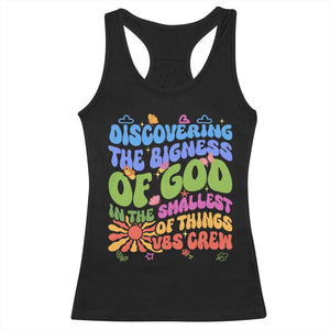 VBS 2025 Racerback Tank Top Discovering The Bigness Of God In The Smallest Of Things Retro Groovy TS02 Black Print Your Wear