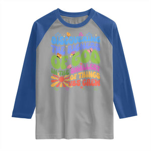 VBS 2025 Raglan Shirt Discovering The Bigness Of God In The Smallest Of Things Retro Groovy TS02 Sport Gray Royal Print Your Wear