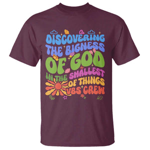 VBS 2025 T Shirt Discovering The Bigness Of God In The Smallest Of Things Retro Groovy TS02 Maroon Print Your Wear