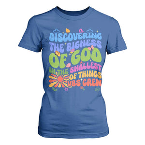 VBS 2025 T Shirt For Women Discovering The Bigness Of God In The Smallest Of Things Retro Groovy TS02 Royal Blue Print Your Wear