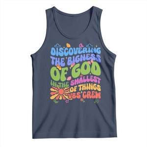 VBS 2025 Tank Top Discovering The Bigness Of God In The Smallest Of Things Retro Groovy TS02 Navy Print Your Wear