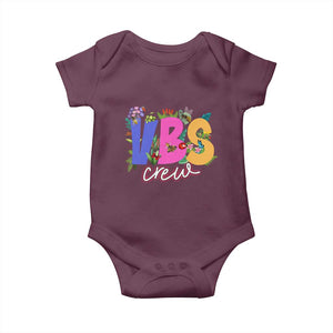 VBS Crew 2025 Baby Onesie Magninfied Vacation Bible School Adventure TS02 Maroon Print Your Wear