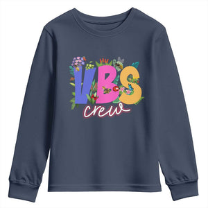 VBS Crew 2025 Youth Sweatshirt Magninfied Vacation Bible School Adventure TS02 Navy Print Your Wear