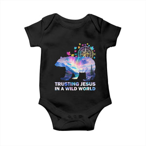 VBS 2025 Adventure Bear Baby Onesie Trusting Jesus In A Wild World Northen Lights TS02 Black Print Your Wear