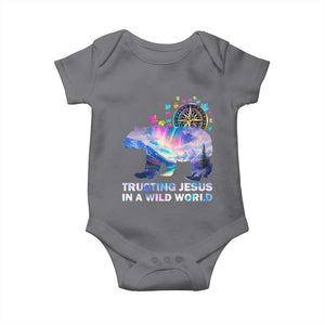 VBS 2025 Adventure Bear Baby Onesie Trusting Jesus In A Wild World Northen Lights TS02 Charcoal Print Your Wear