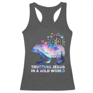 VBS 2025 Adventure Bear Racerback Tank Top Trusting Jesus In A Wild World Northen Lights TS02 Dark Heather Print Your Wear